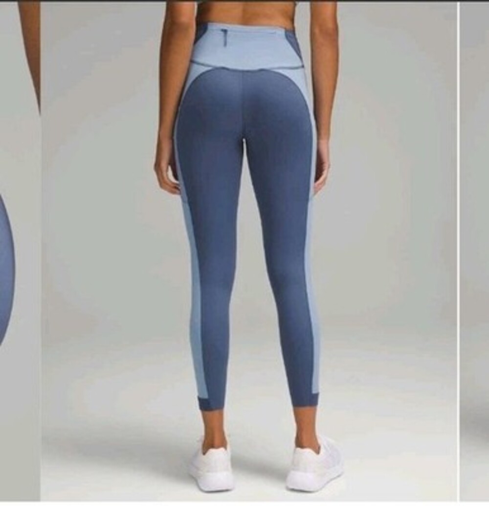 102 Lululemon Fast and Free HR Tight 25" 3 Pockets Glow Shade Blue Willow Sz4